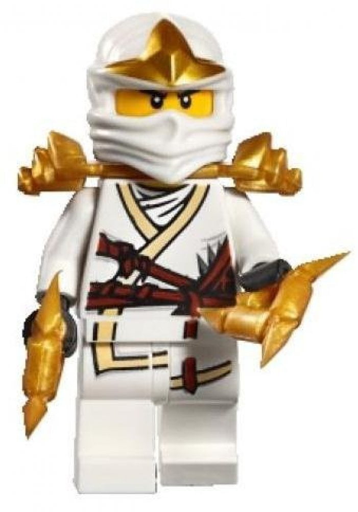 LEGO Ninjago Ninja Zane ZX minifigure with 2 GOLD Shurikens 9440 9449