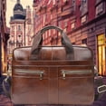 thumbnail image 2 of GASTROPOD Briefcases for Men,Brass Hardware Laptop Bag for Men,Padded Handle Messenger Bag for Men,Coffee, 2 of 3
