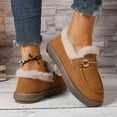 thumbnail image 5 of Cadancy Suede Loafers Women Fuzzy Plush Lining Slip On Warm Winter Ankle Booties Indoor Outdoor Cozy Casual Flat Shoes Snow Fleece Trendy Short Boots, 5 of 9