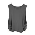 thumbnail image 5 of OIOLOYJM Women's Workout Tank Tops Lightweight Sleeveless Workout Tops Side Ruched Yoga Athletic Running Shirts Elegant Casual Gym Cozy Clothes Dark Gray 2XL, 5 of 7