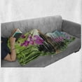 thumbnail image 5 of Spa Soft Flannel Fleece Throw Blanket, Orchid Flowers Pebble Stones and Bamboo on Water Image, Cozy Plush for Indoor and Outdoor Use, 50" x 70", Fern Green Fuchsia, by Ambesonne, 5 of 5