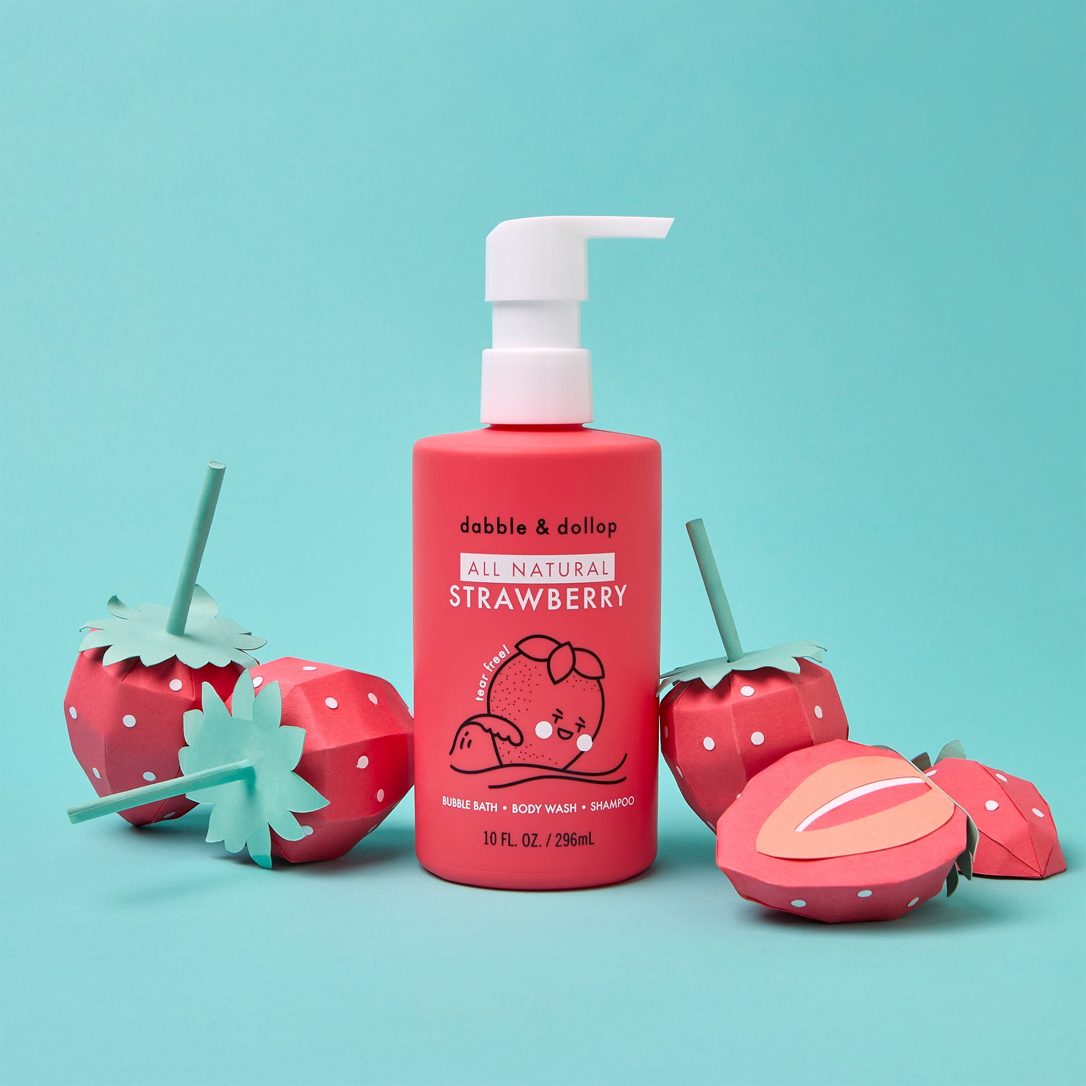 Dabble & Dollop Strawberry 3-in-1 Shampoo, Body Wash & Bubble Bath, 10 fl oz