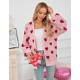 thumbnail image 6 of Women's Heart Knit Cardigan Sweater, V-Neck Long Sleeve Loose Fit Casual Knitwear for Fall and Winter, 6 of 7