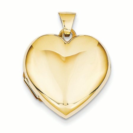 14K Yellow Gold Polished Domed Heart Locket Charm Pendant
