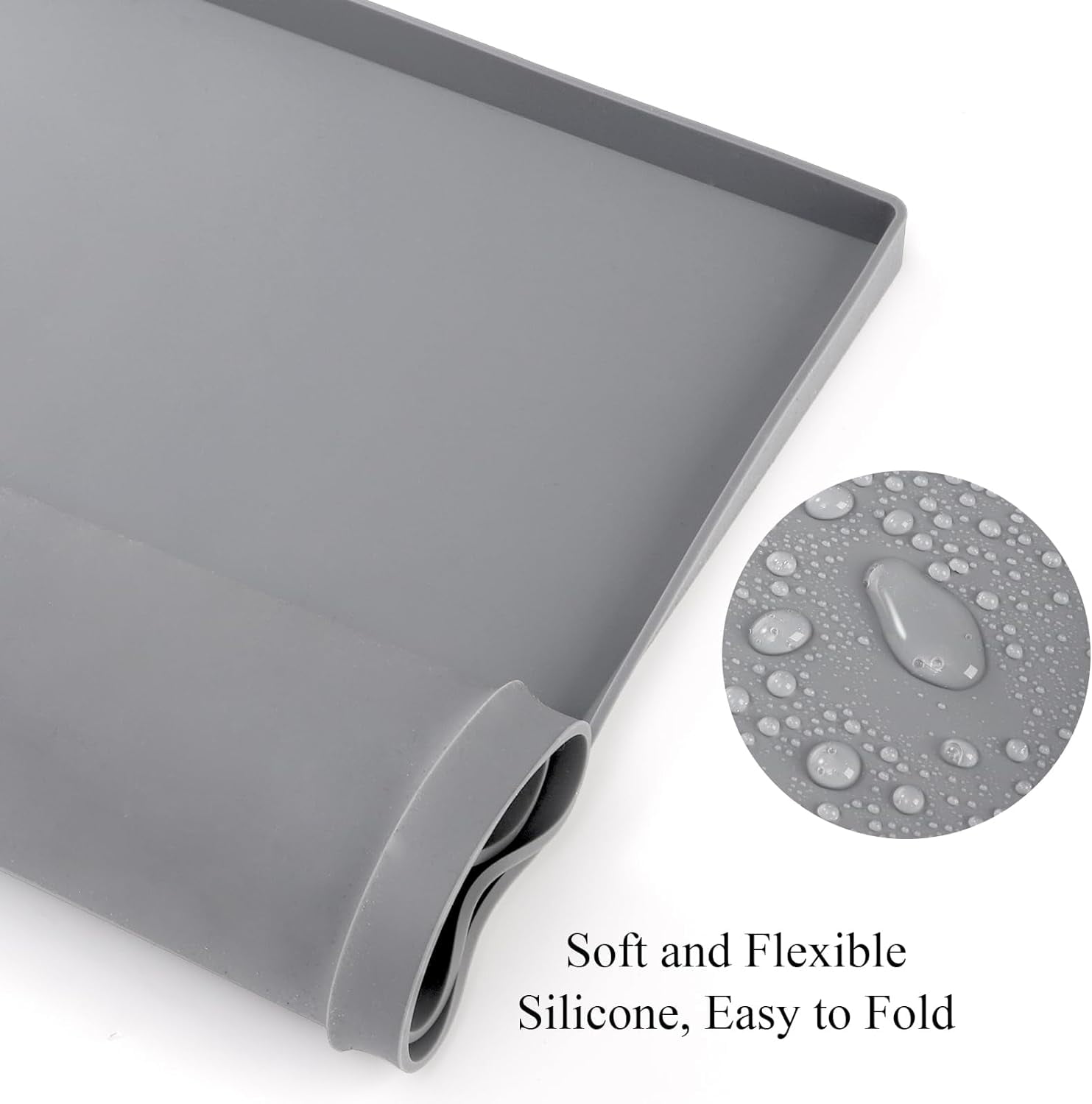 Laundry Guard for Washer or Dryer Cover Top Protector Mat,23.6" x 19.7" Silicone Mat Waterproof and Anti-Slip Washing Machine Cover, Multipurpose Pet Feeding Mat, Craft Mat, Countertop Protector, Grey