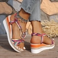thumbnail image 4 of Rokment Boho Platform Wedge Dress Sandals for Women 2026 Beach Summer Ethnic Colorful Linen Sole Memory Foam Espadrilles High Heels Slingback Sandals B Size 9, 4 of 6