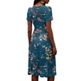 thumbnail image 6 of Minjewel Women's Floral V-Neck Short Sleeve Print Shift Mini Dress - Summer Casual Beach Outfit, Loose Flowy Party Dress, Comfy Vacation Top,Dark Blue,L, 6 of 6