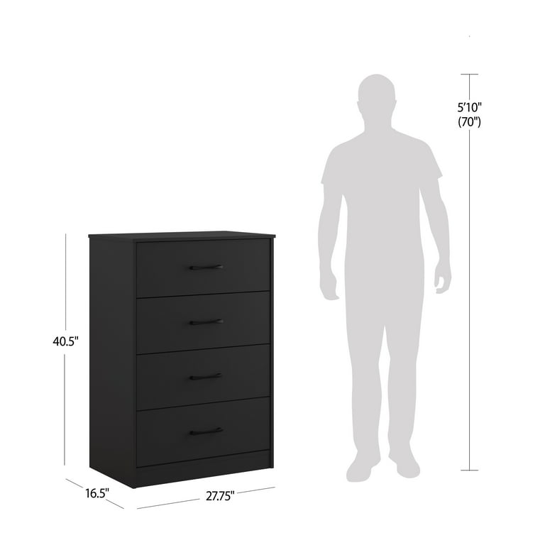 Free Shipping! Mainstays Black 4 Drawer Dresser, Tall and Lean with Easy  Assembly and Spacious Drawers - Walmart.com