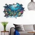 thumbnail image 4 of Broken Wall Underwater World Bathroom Wall Stickers, 3D Illusion Waterproof Vinyl Decals for Shower, Tile, Mirror, 12x18 Inches, 4 of 5