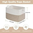 thumbnail image 3 of Denhf Large Cotton Rope Blanket Basket, Rectangle Woven Pillow Basket with Handles, Fabric Basket for Living Room, Storage Basket for Toys, Laundry Basket, 20" L x 16" W x 12" H, Khaki, 3 of 9