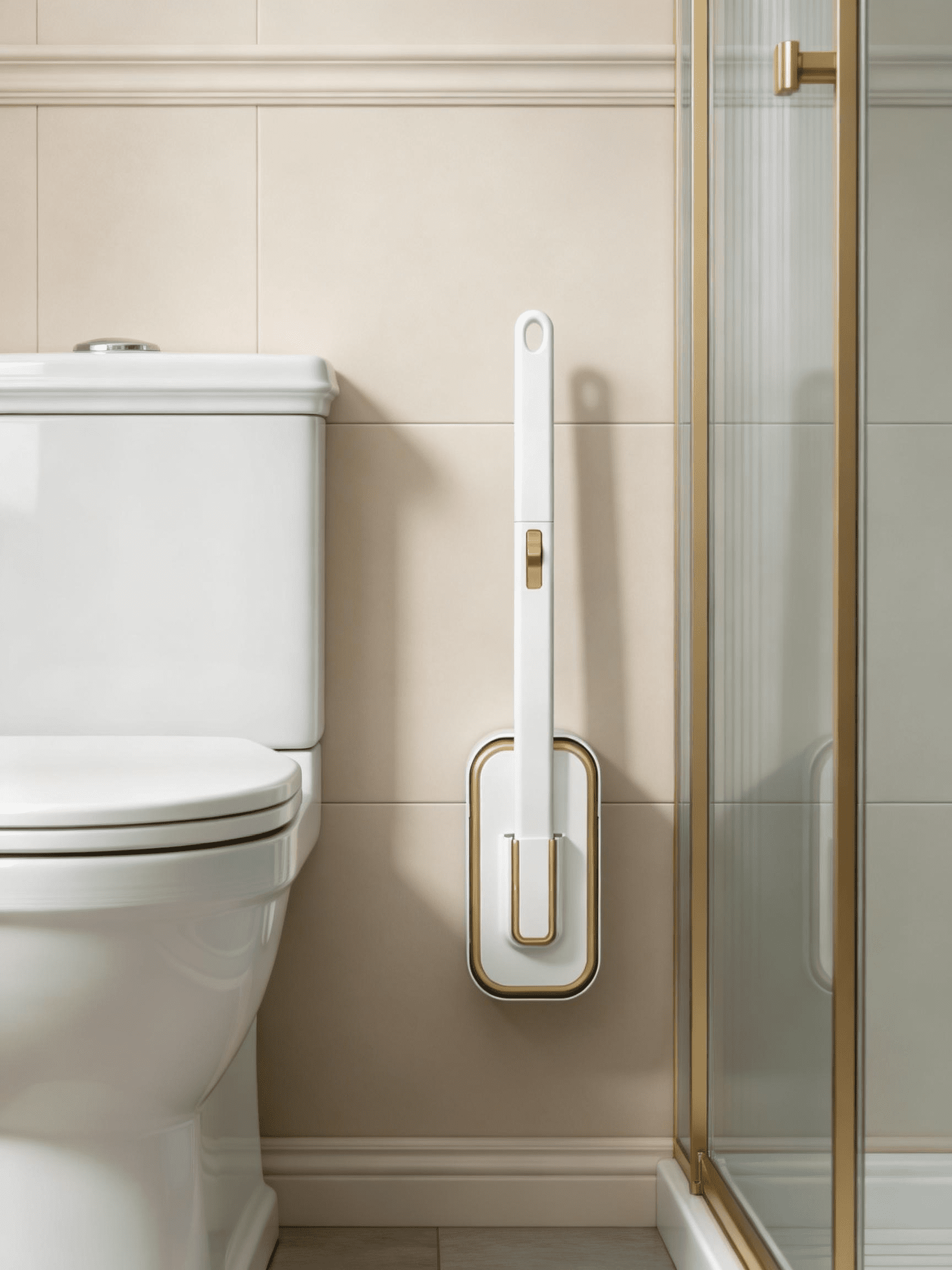 ZHICHUN Wall Mounted Toilet Brush Set with Disposable Heads, 3-Layer Cleaning System One-Click Replacement Bathroom Cleaning Tool with Holder and Plunger Kit