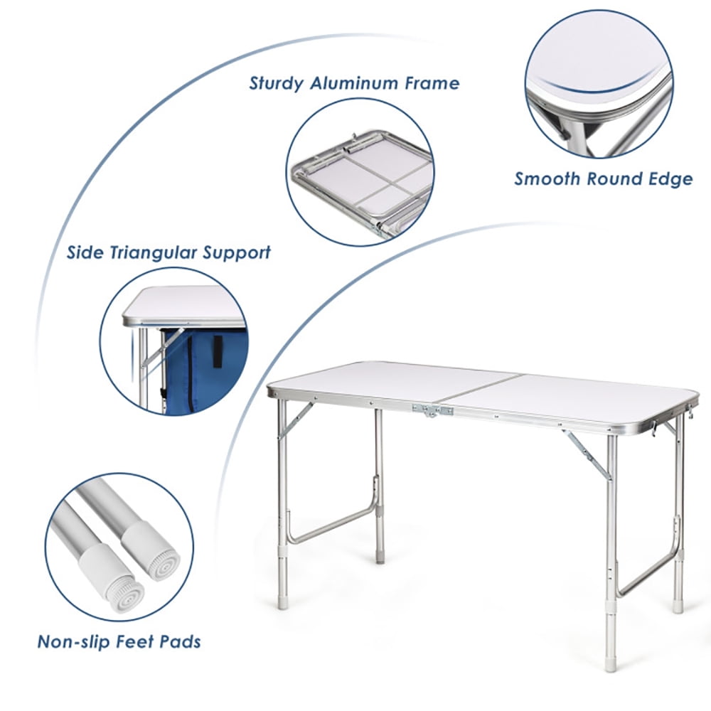 Aimee Lii Height Adjustable Folding Camping Table, Portable Tables Folding, Blue Aimee Lii Height Adjustable Folding Camping Table, Portable Tables Folding, Blue