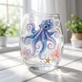 thumbnail image 2 of SLYNSHome Underwater Sea Animal Print Stemless Wine Glass, Tropical Ocean Themed Clear Tumbler, Octopus Pattern Cocktail Cup For Summer Table Decor & Holiday Gift, 2 of 7