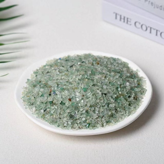 Granjero Gordo Piedra triturada de cristal natural de 200 g, piedra triturada de cristal natural verde de 3 a 5 mm para decoración de peceras