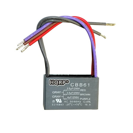 Hqrp Ceiling Fan Capacitor Cbb61 2 5uf 3 5uf 4uf 5 Wire Plus Hqrp