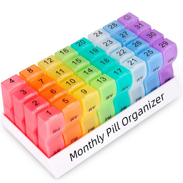 Monthly Pill Organizer 2 Times a Day, one Month Pill Box AM PM, 30 Day