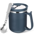 thumbnail image 1 of 1 Juego de taza de café aislada, vaso al vacío, taza para beber, taza de café térmica para bebidas frías y calientes con tapa, cuchara, infusor, 401-500ml, 1 of 5