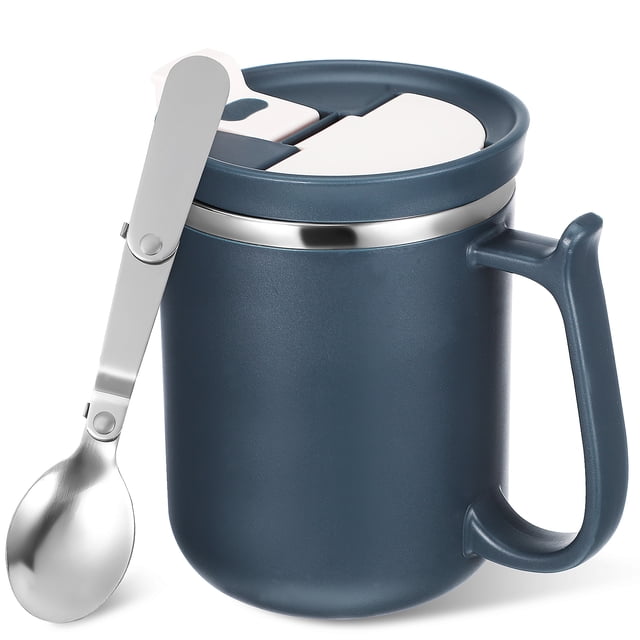 1 Juego de taza de café aislada, vaso al vacío, taza para beber, taza de café térmica para bebidas frías y calientes con tapa, cuchara, infusor, 401-500ml