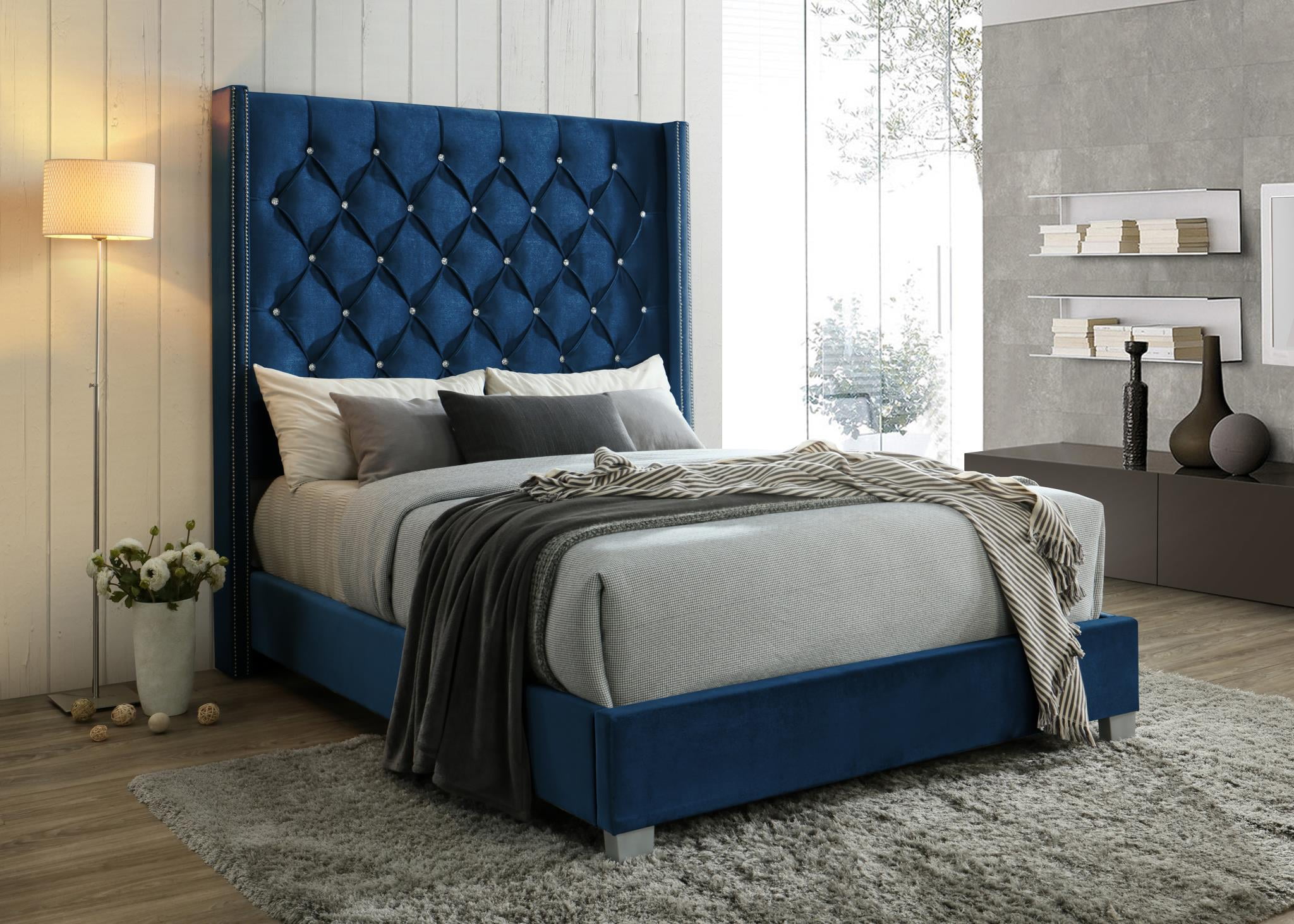 Myco Furniture Juliana Queen Bed, Navy Blue