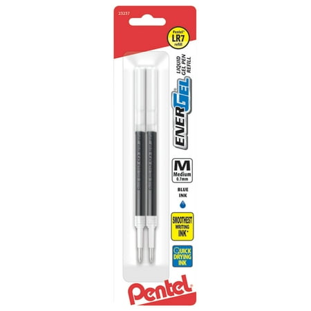 Pentel Refill Ink - For EnerGel Gel Pen, 0.7mm Metal Tip, Medium, Blue Ink 2-Pk