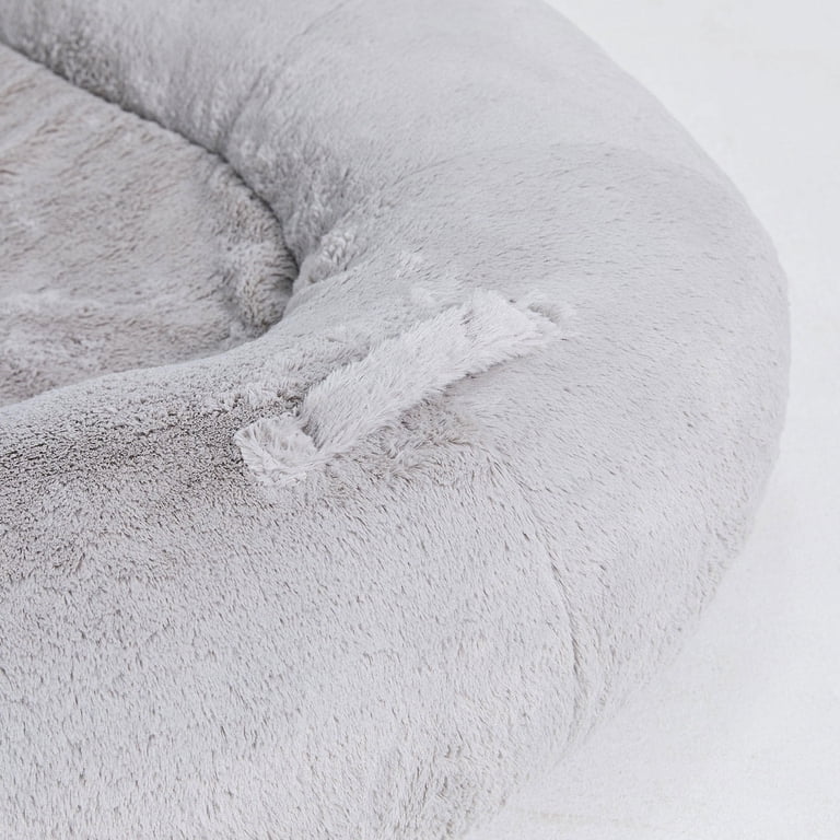 Fond+found Extra Large Human Dog Bed - Giant Fluffy Faux Fur Bean Bag With Memory Foam, Removable Cover (Fits Adults & Pets)