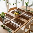 thumbnail image 5 of Brown White Stripe Placemats for Dinning Table Set of 4, Modern Rustic Vertical Striped Burlap Kitchen Place Mats Waterproof Cloth Table Mats, Indoor Outdoor Placemats Easy Clean Dinner Decor, 5 of 8