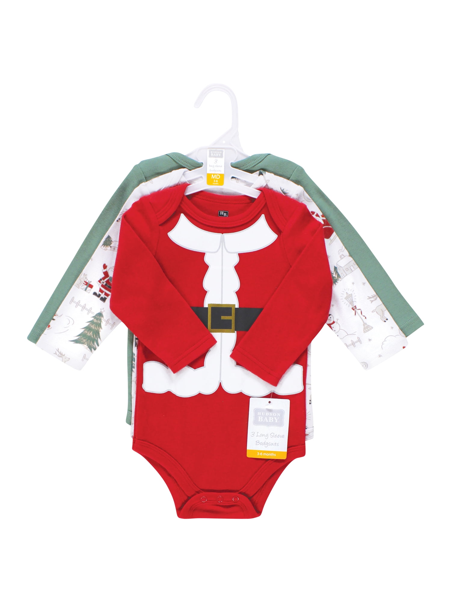 Hudson Baby Cotton Long-Sleeve Bodysuits, 3- Pack, Newborn- 24 Months