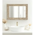 thumbnail image 3 of Kate and Laurel Natesa Boho Rectangle Carved Wood Mirror, 24 x 32, Natural Brown, Coastal Light Wooden Rectangular Mirror with Carved Detailing for Use as Bathroom Mirror for Vanity, 3 of 9