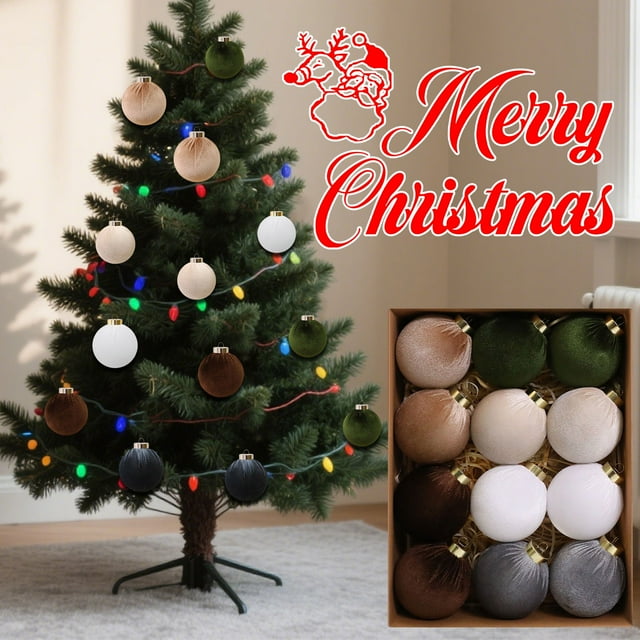 mfyjkho Juego de 12 adornos navideños de tela para decoración navideña.