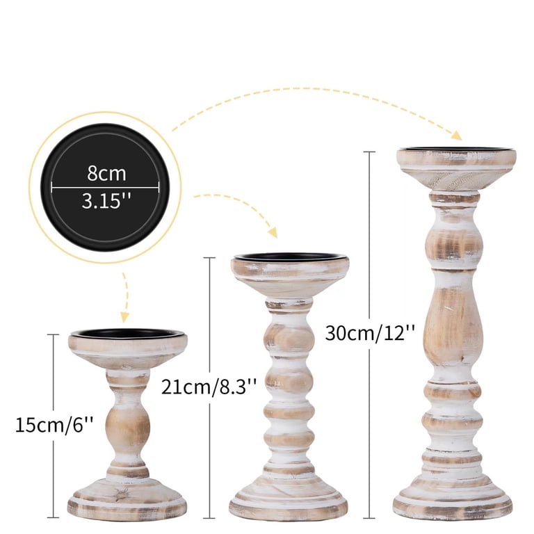 Nuptio Farmhouse Wooden Candle Holders, Set of 3 photo 7