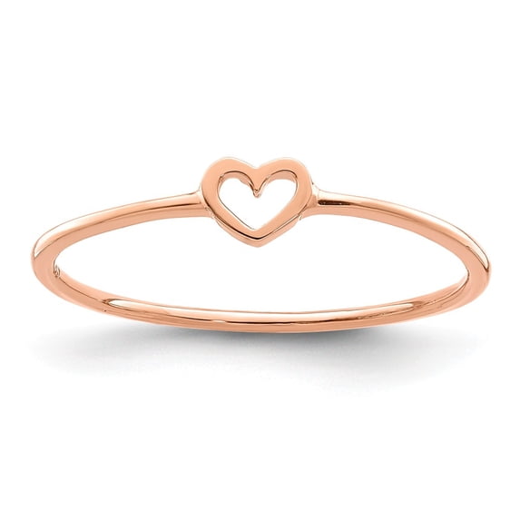Solid 14k Rose Gold Heart Ring Band Size 7.5