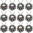 thumbnail image 3 of Raven Skull Necklace with light siam Swarovski Crystal, 3 of 7