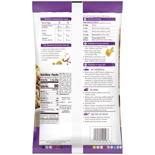 Pepperidge Farm Sage Onion Cubed Stuffing 12 Oz Bag Walmart Com Walmart Com
