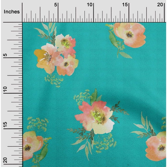 oneOone Viscose Jersey Fabric Chevron|Watercolor Leaves & Peony Floral Print Fabric By Yard 60 Inch Wide