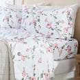 thumbnail image 2 of Sleepdown 100% Cotton Flannel Sheets King Size Bed Sheets Set with Deep Pockets, Brushed Flannel with Elastic Fitted Sheet Set, Soft & Cozy Sheets - 4 Piece Bedding and Pillowcase set - Blush Floral, 2 of 7