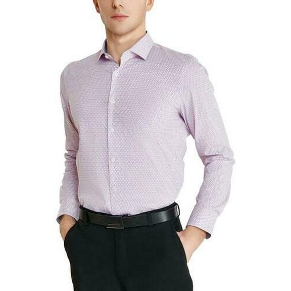 Tallia Mens Slim fit Dress Shirt Medium 15-15.5 32-33 Orchid Pink Geometric