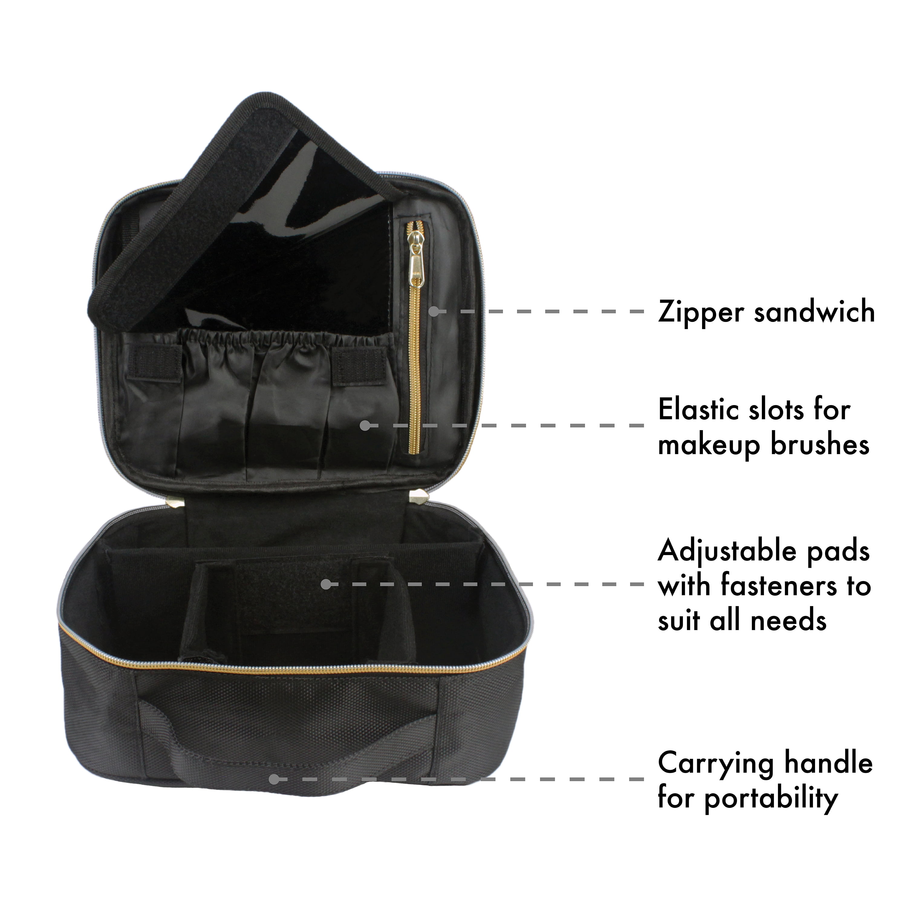 Minimalist Speciality Makeup Case Large Capacity Cosmetic Bag With Two  Removable Dividers, Portable Makeup Bag With Handle,Durable Waterproof Make  Up Organizer With Zipper Adjustable Support Strap,For Travel For Activity  ,Essential for Professional