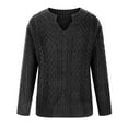 thumbnail image 4 of Htigea Oversized Sweaters for Women Cable Knit V-Neck Long Sleeve Chunky Pullover Preppy Solid Fall Winter Jumper Tops Dark Gray S, 4 of 8