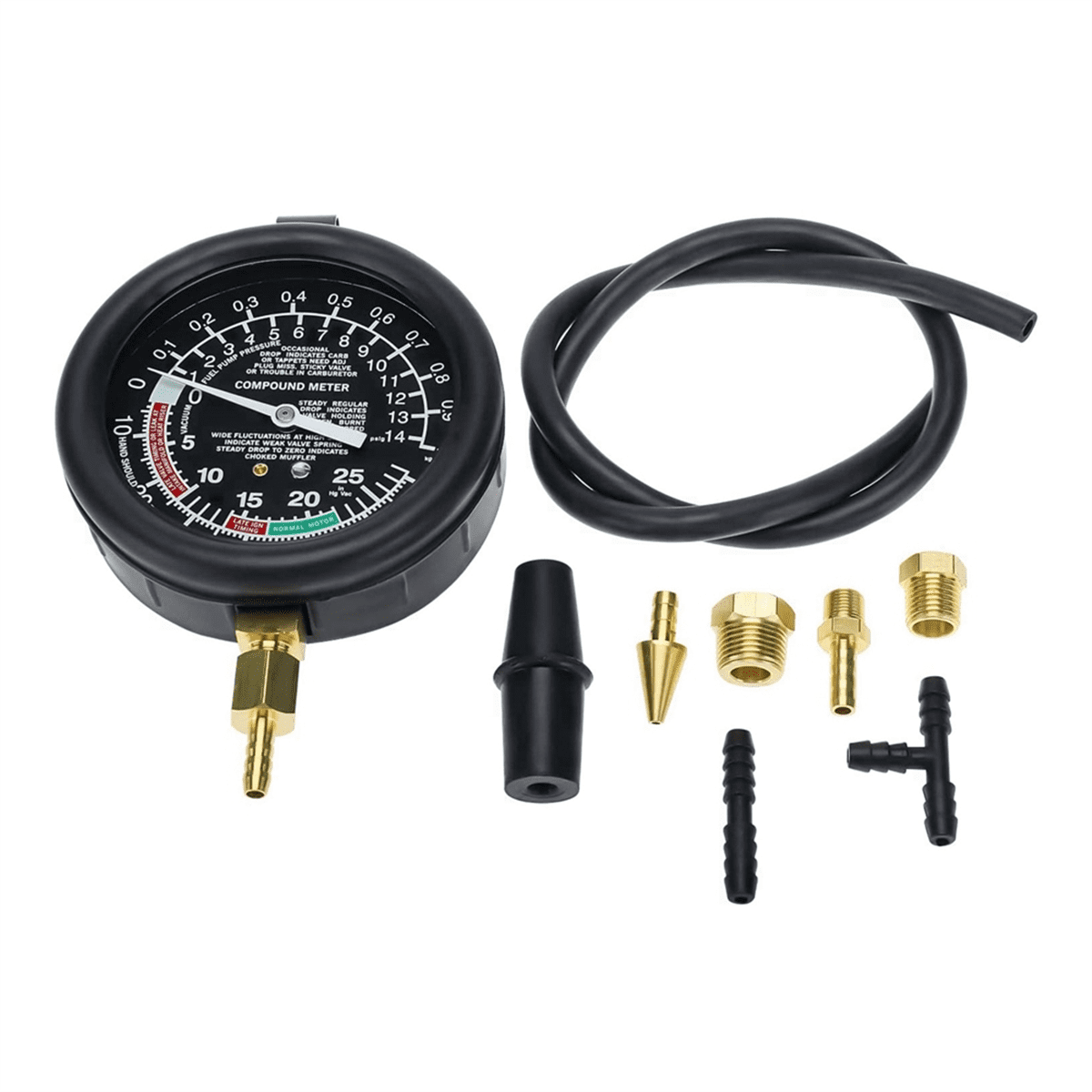 Car Vacuum and Pump Tester Gauge Kit, Pump and Vacuum Tester Gauge, Leak Carburetor Pressure Diagnostics