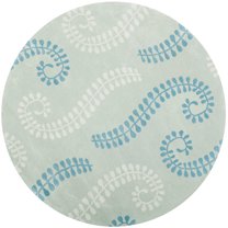 SAFAVIEH Capri Jacqueline Floral Wool Area Rug, Silver/Light Blue, 7' x 7' Round