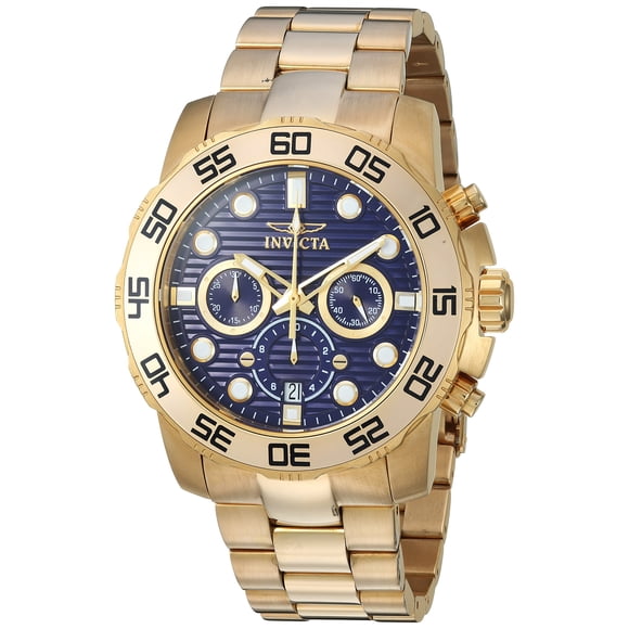 Invicta 22228 Mens Pro Diver Quartz Chronograph Blue Dial Watch with Gold Tone