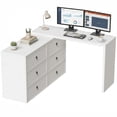thumbnail image 1 of HOMCOM L Shaped Computer Desk with 6 Drawers White Wood Grain, 1 of 10