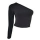 thumbnail image 1 of EeaseMX Camiseta negra de manga larga para mujer, top sexy con escote pronunciado y un hombro descubierto, talla M, 1 of 7