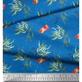 thumbnail image 3 of Soimoi Blue Rayon Fabric Flower & Leaves Watercolor Print Fabric by the Yard 56 Inch Wide, 3 of 3