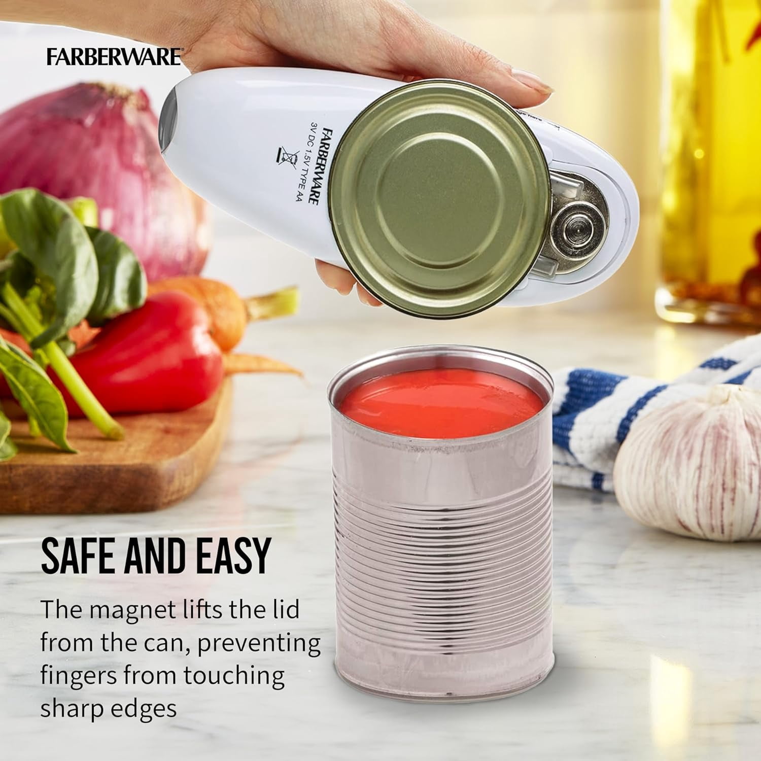 Compact Battery Operated Hands-Free Automatic Can Opener for any Size Can with Magnet to Safely Remove Lid, Seamless Opening Decreases Sharp Edges for Easily and Safely Opening Cans, Gray
