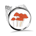 thumbnail image 1 of De dibujos animados patron Mushroom linea ilustrar Anillo de compromiso de boda de amor ajustable Unbranded M, 1 of 3