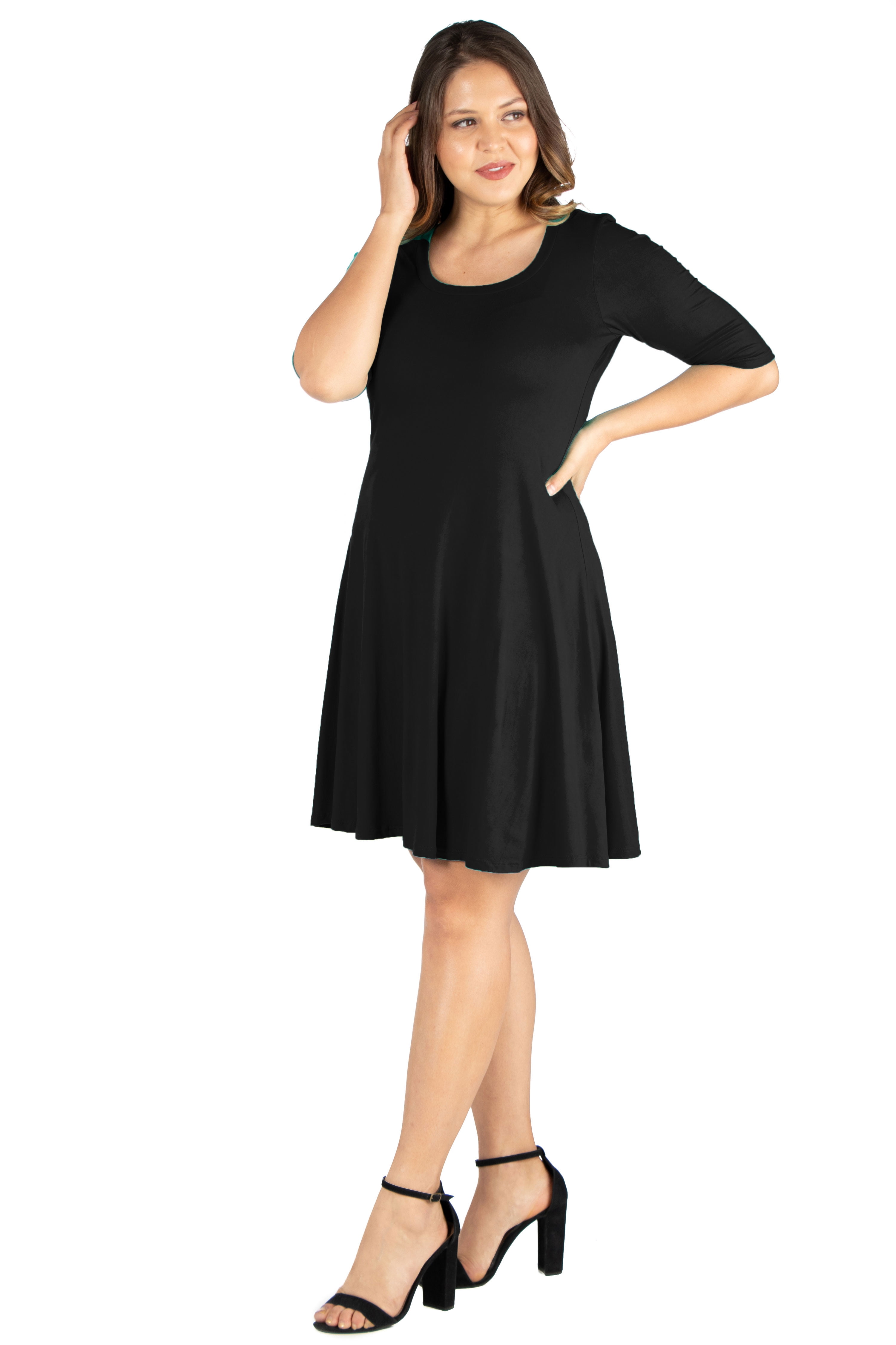 24/7 Comfort Appare Elbow Sleeve Knee Length Dress