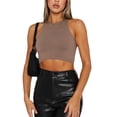 thumbnail image 1 of xiaxaixu Women Solid Color Tank Tops Ribbed Crew Neck Sleeveless Vests Summer Slim Fit Exposed Navel Crop Tops Streetwear, 1 of 6
