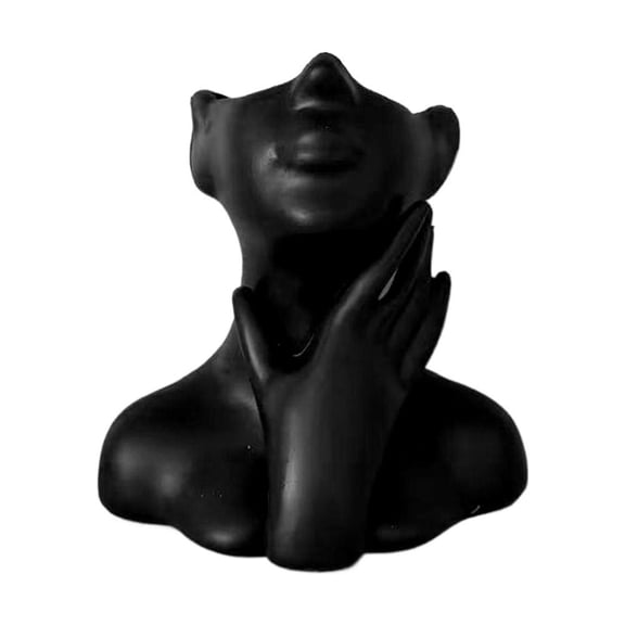 Unique Face Resin Vase, Female Form Body Face Art Vase, Modern Small Flower Planter, Creative Makeup brush storage, Decorative Head Vases for Home Office Bookshelf Table Shelf Vases