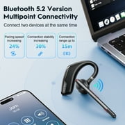 New Bee Bluetooth Headset V5.2 with 500mAh Charging Case,12H Talk Time,ENC Dual-Mic Noise Cancellation,Adjustable Fit,Dual-Device Connection,2 Charging Ways,Multi-System Compatible (PC/Phone/Driver)
